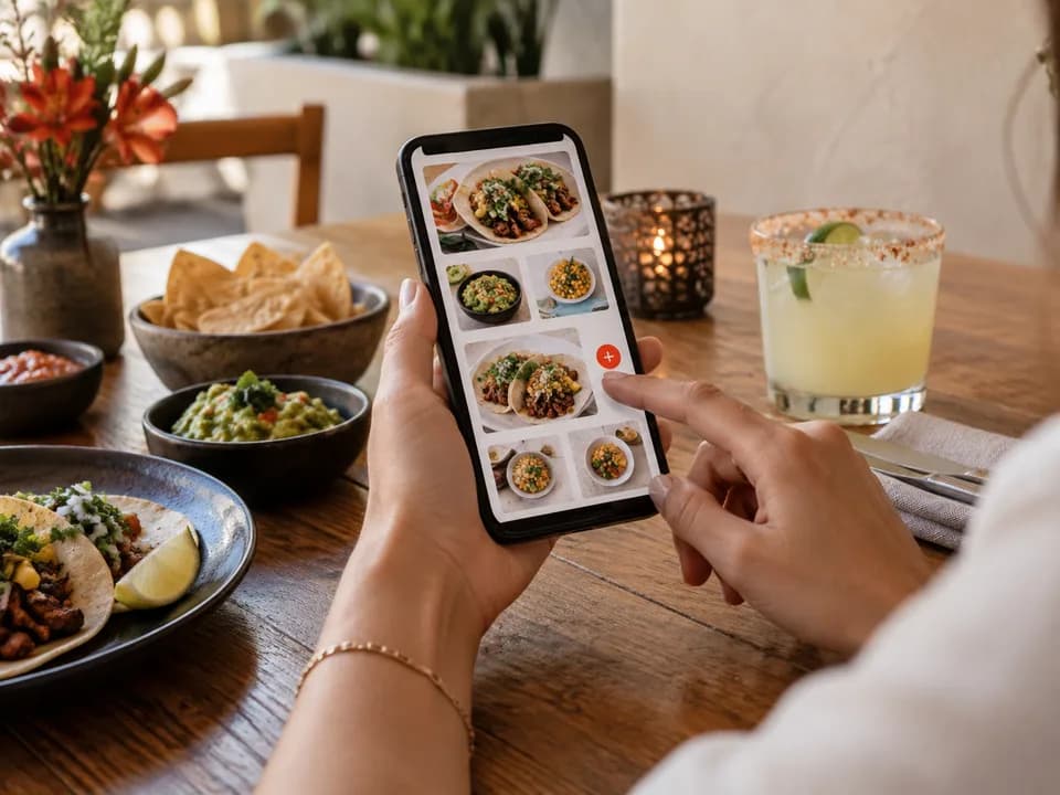 Cliente seleccionando platillos y bebidas desde un menú digital