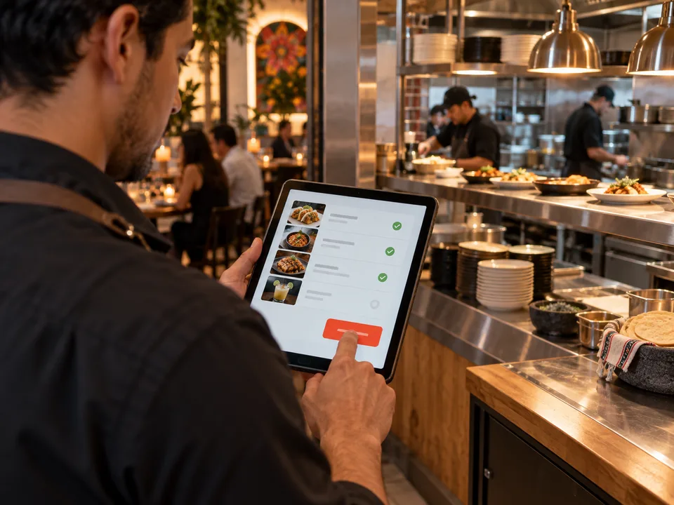 Mesero confirmando una orden para enviarla a cocina