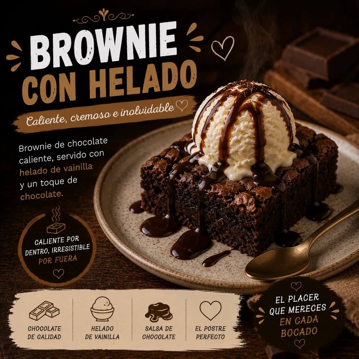 Brownie con Helado