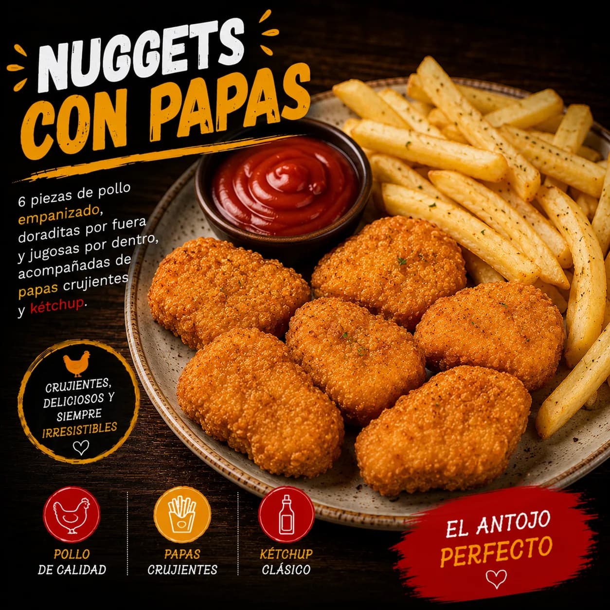 Nuggets con Papas